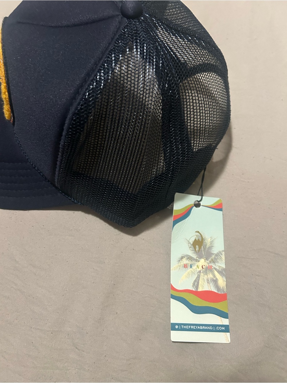 Navy Trucker Hat with Yellow Tennis Patch - Picture 4 of 9